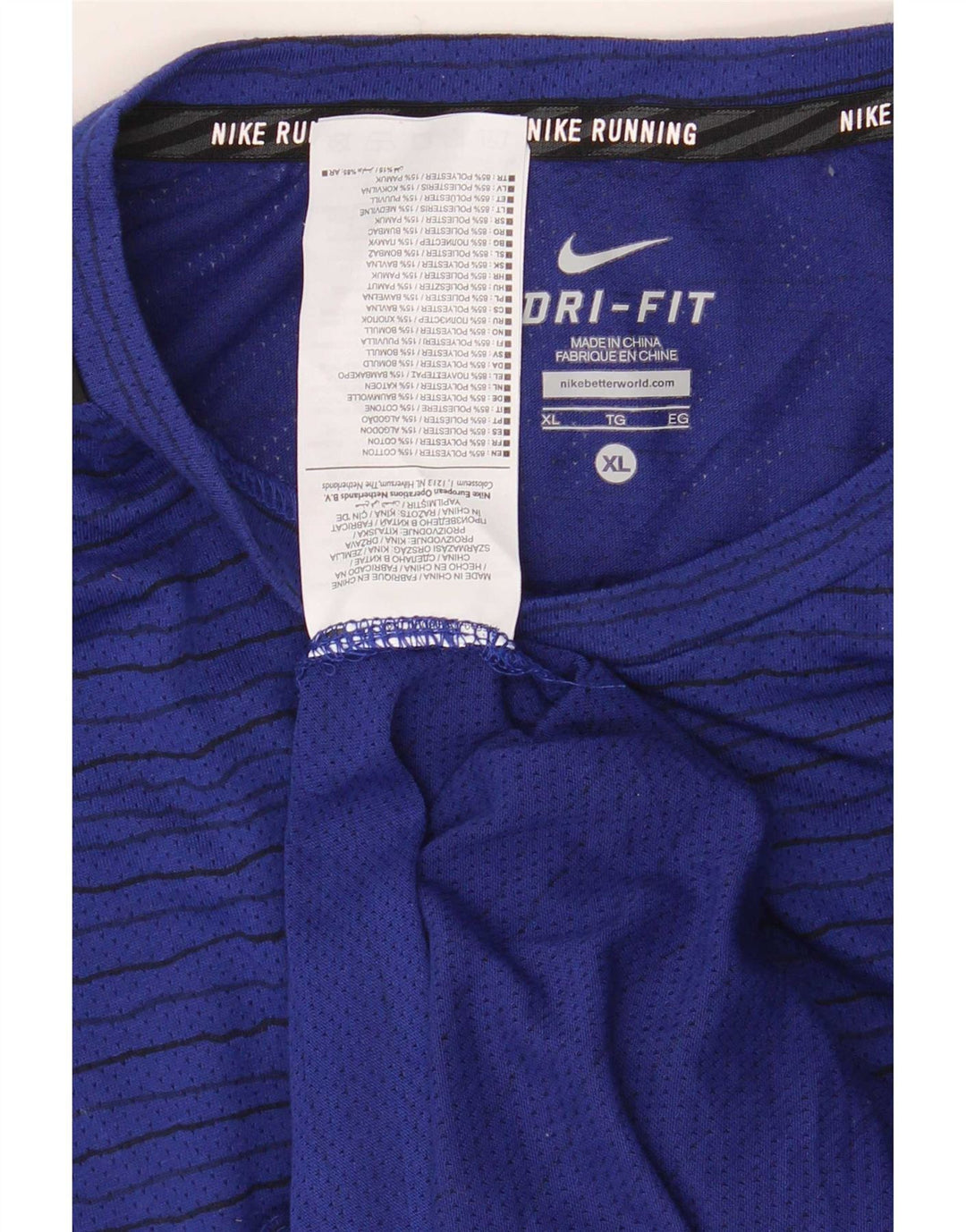 Camiseta masculina Nike Dri Fit Top XL azul marinho listrado poliéster