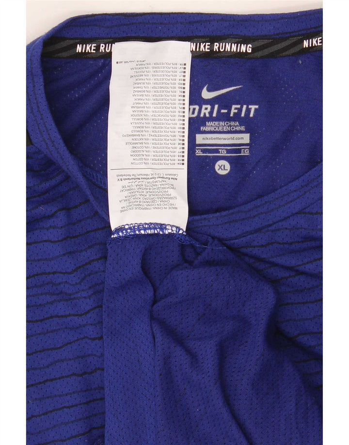 Camiseta masculina Nike Dri Fit Top XL azul marinho listrado poliéster