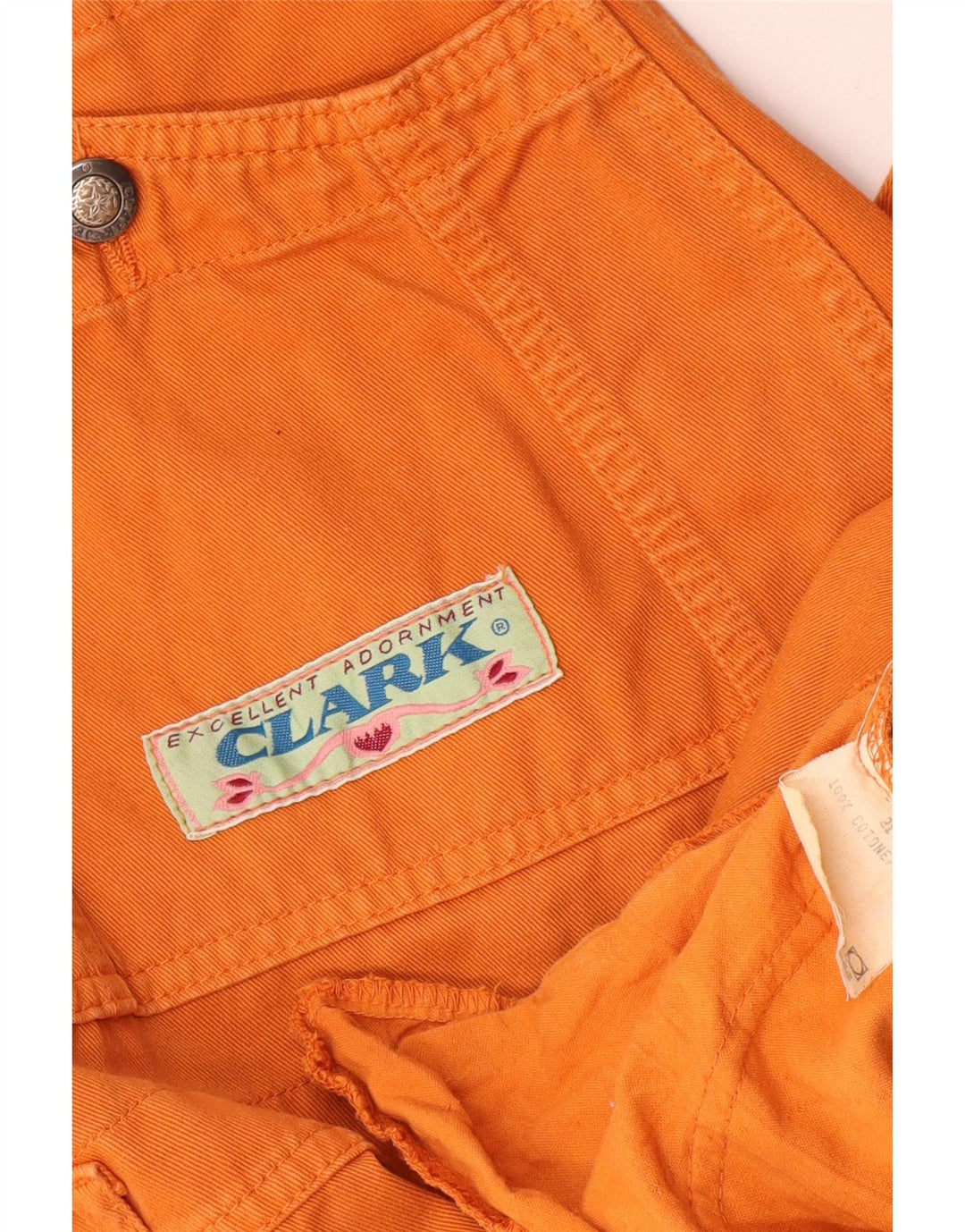 Vestido Dungaree feminino CLARK Reino Unido 14 algodão laranja médio