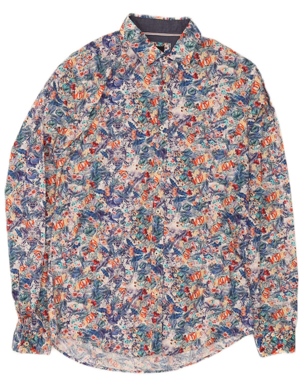 Camisa masculina Zara Slim Fit média de algodão floral multicolorido