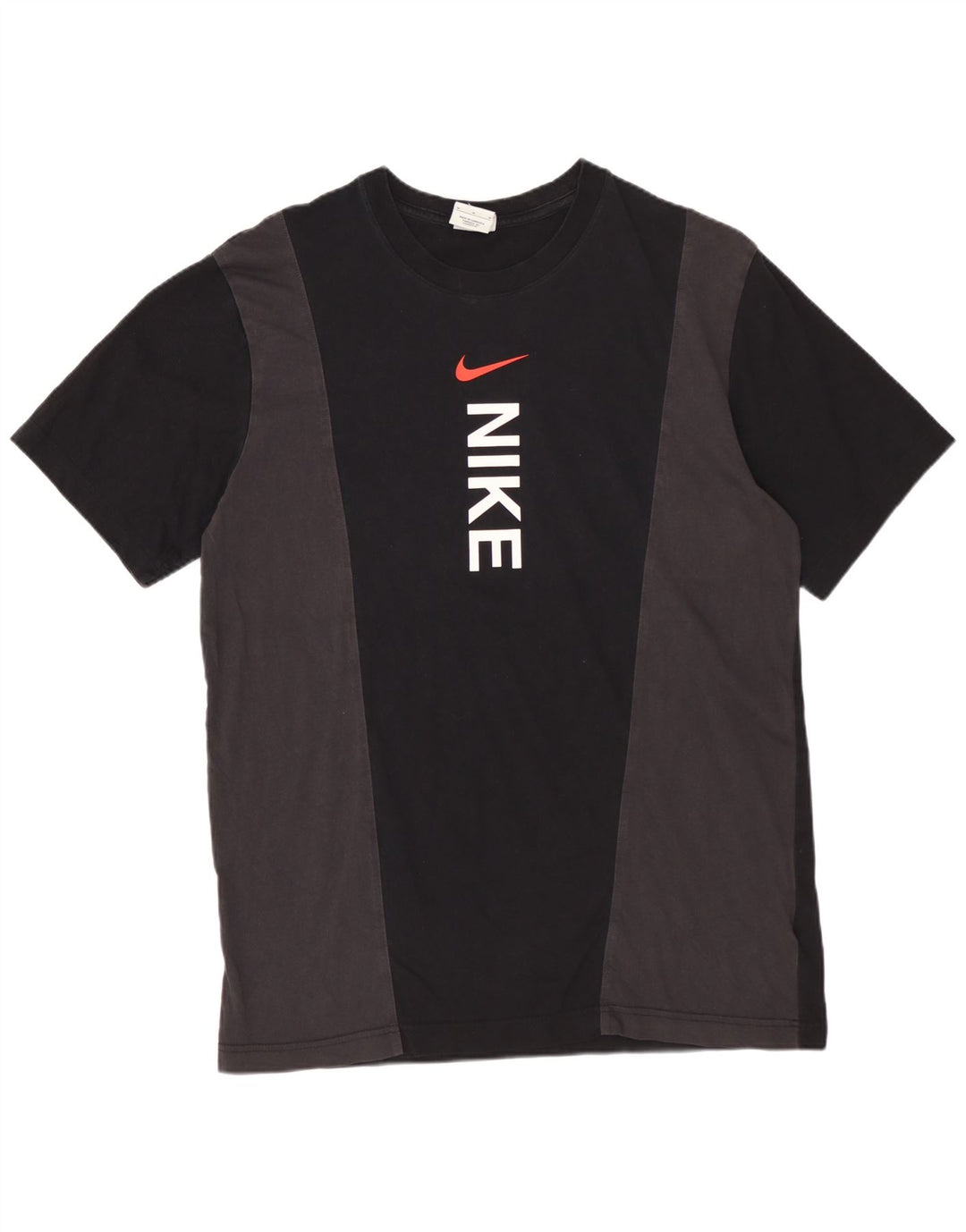 Camiseta gráfica masculina NIKE Top médio preto colorblock algodão