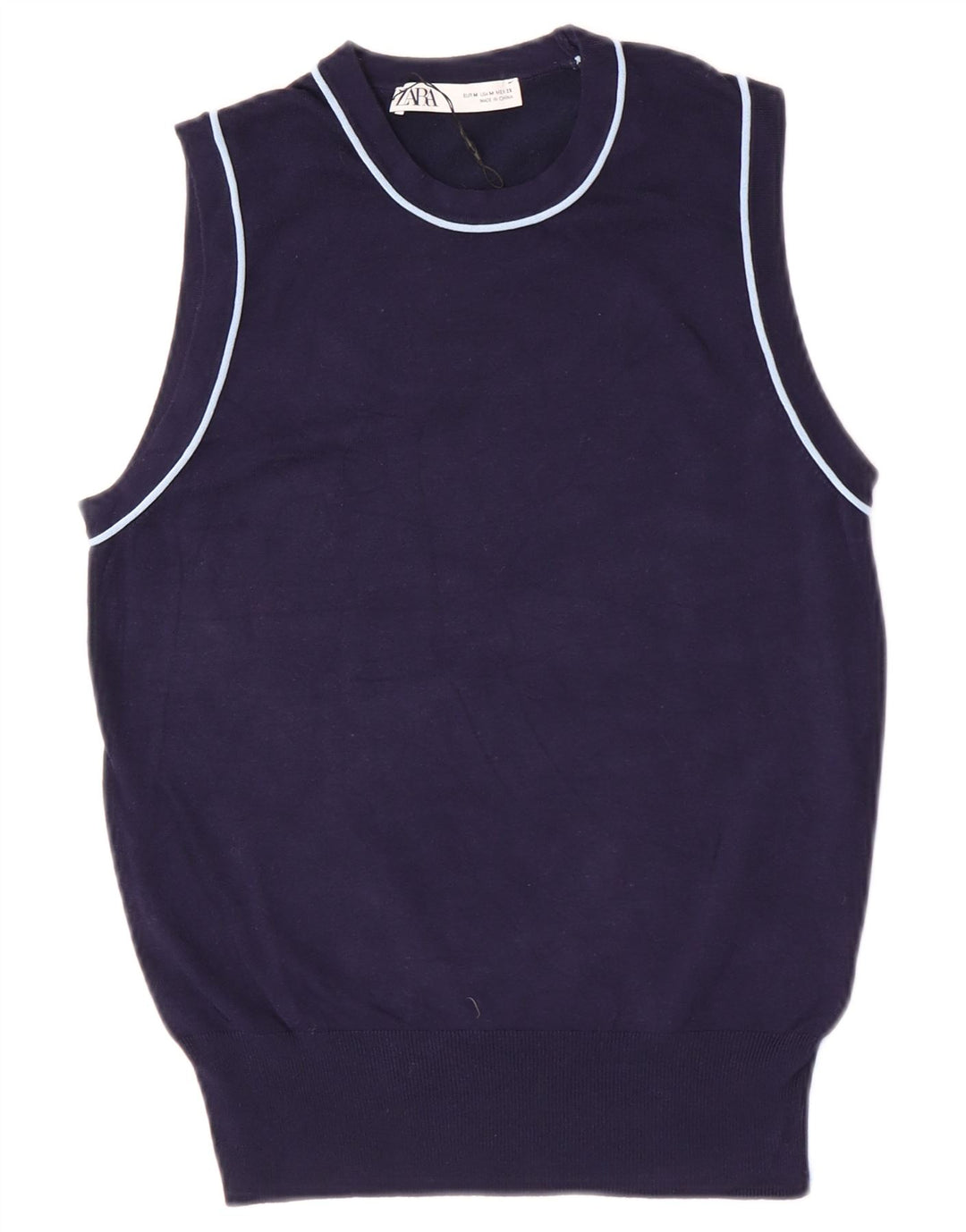 Zara Womens Vest Tank Top UK 12 Médio Azul Marinho Viscose