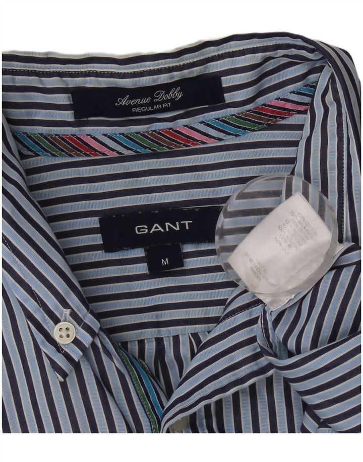 Camisa masculina Gant Regular Fit de algodão listrado azul médio