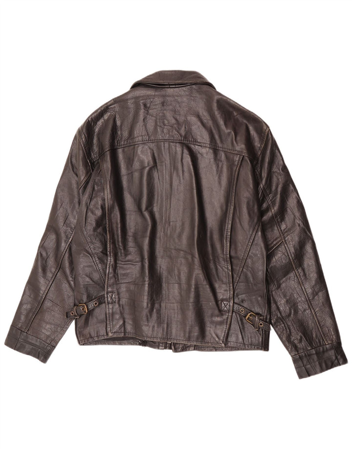 Jaqueta de couro masculina vintage UK 36 pequena marrom