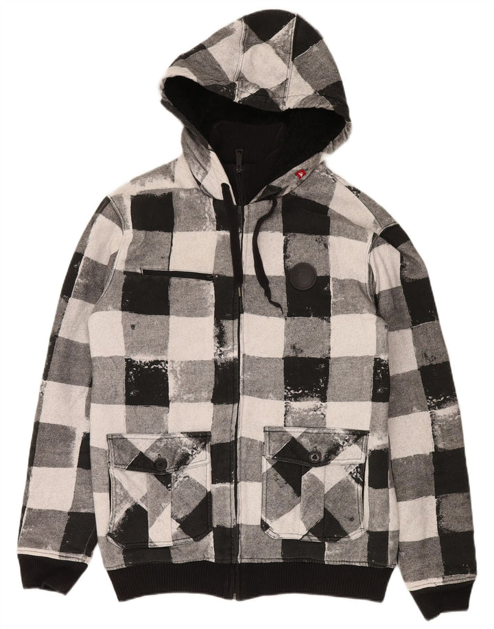 Suéter masculino Quiksilver com capuz e zíper médio preto algodão guingão