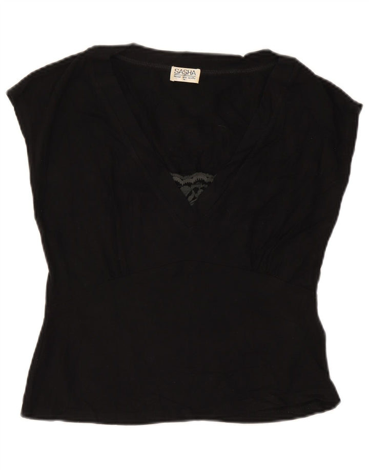 Blusa cropped feminina SASHA UK 12 viscose preta média
