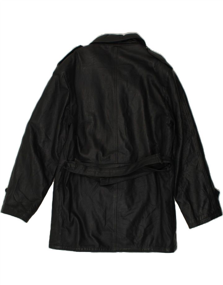 VINTAGE Mens Leather Coat IT 48 Medium Black Leather Vintage Vintage and Second-Hand Vintage from Messina Hembry 