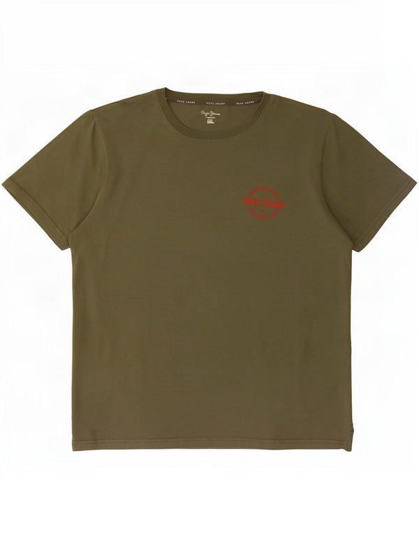 Camiseta masculina regular PEPE Jeans grande algodão cáqui