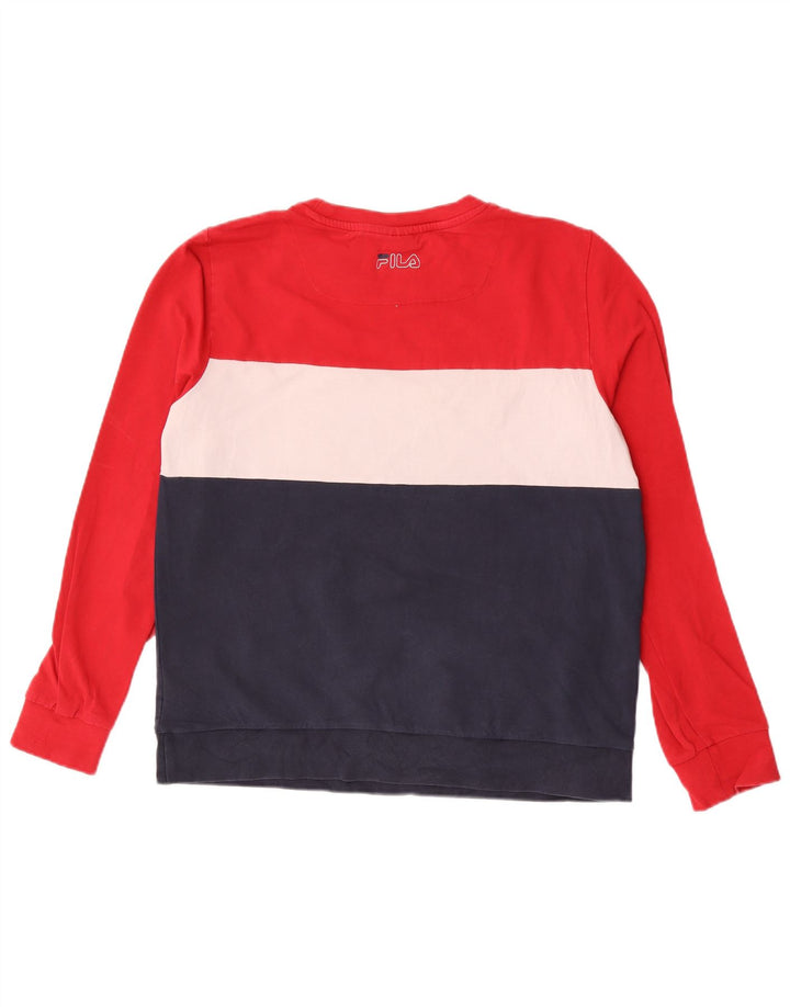 Fila moletom gráfico feminino jumper UK 16 grande bloco colorido multicolorido