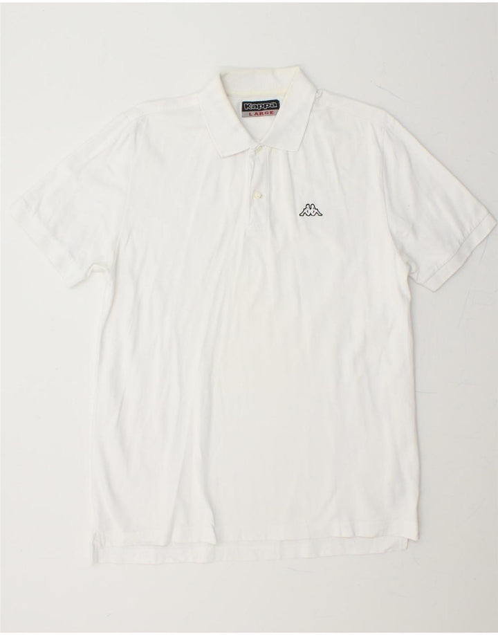 KAPPA Mens Polo Shirt Large White Cotton Vintage Kappa and Second-Hand Kappa from Messina Hembry 