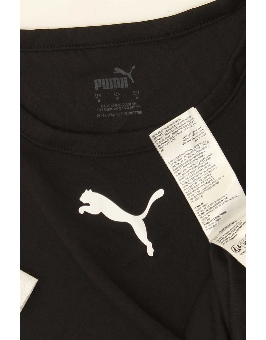 Camiseta masculina Puma pequena preta colorblock poliéster