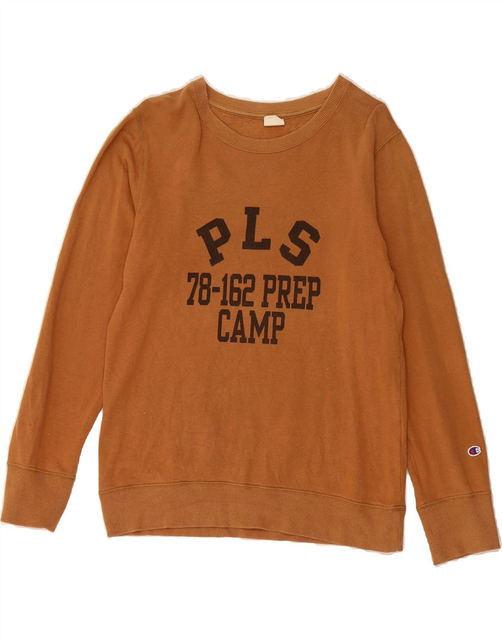 CHAMPION Womens Graphic Sweatshirt Jumper UK 14 Large Brown Vintage Champion and Second-Hand Champion from Messina Hembry 