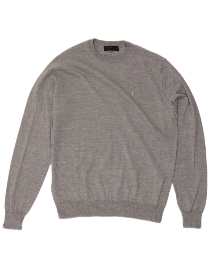 Suéter masculino Trussardi com gola redonda e lã cinza médio