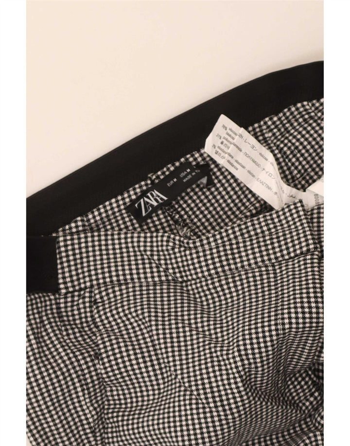 Calça feminina Zara Slim Cropped Médio W28 L25 Preto Gingham Viscose