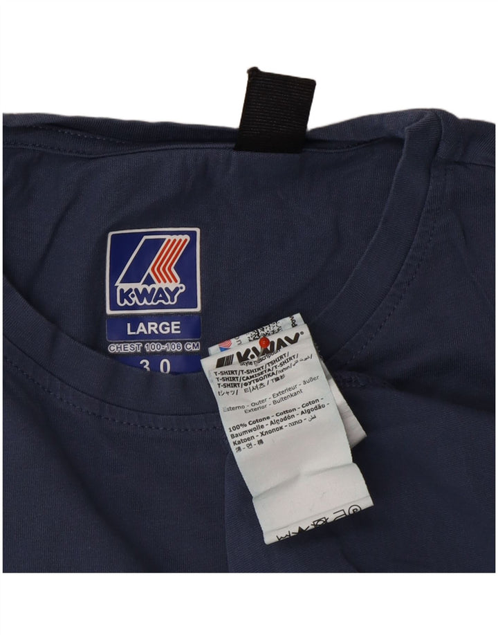 Camiseta masculina K-WAY top grande algodão azul marinho