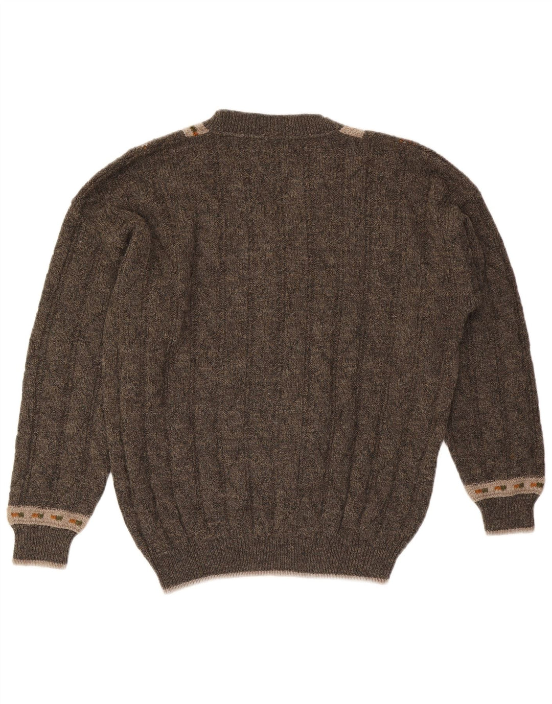 Suéter masculino Noba 1950 com decote em V IT 52 grande lã geométrica cáqui