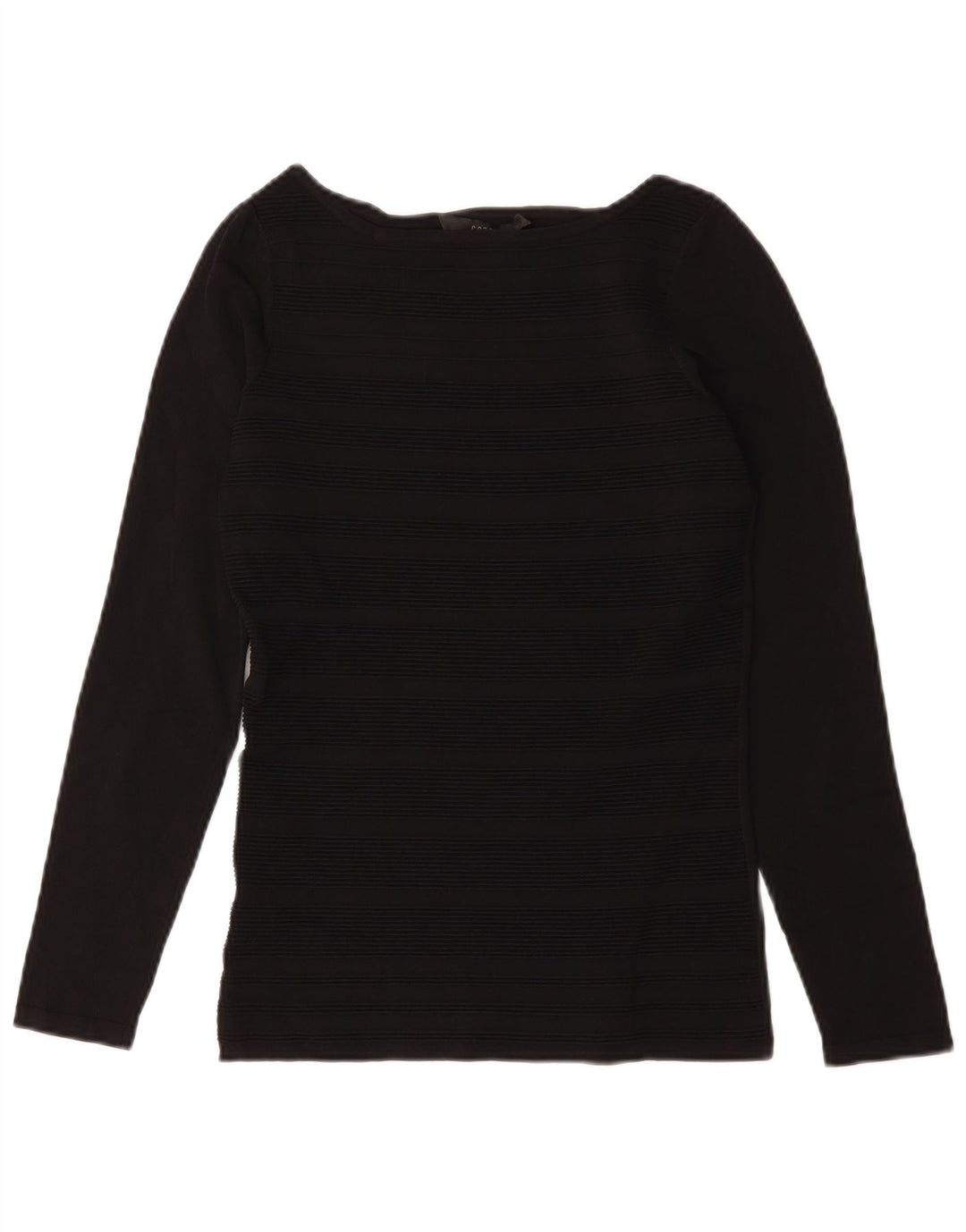 Top feminino Coast manga comprida UK 10 viscose listrada preta pequena