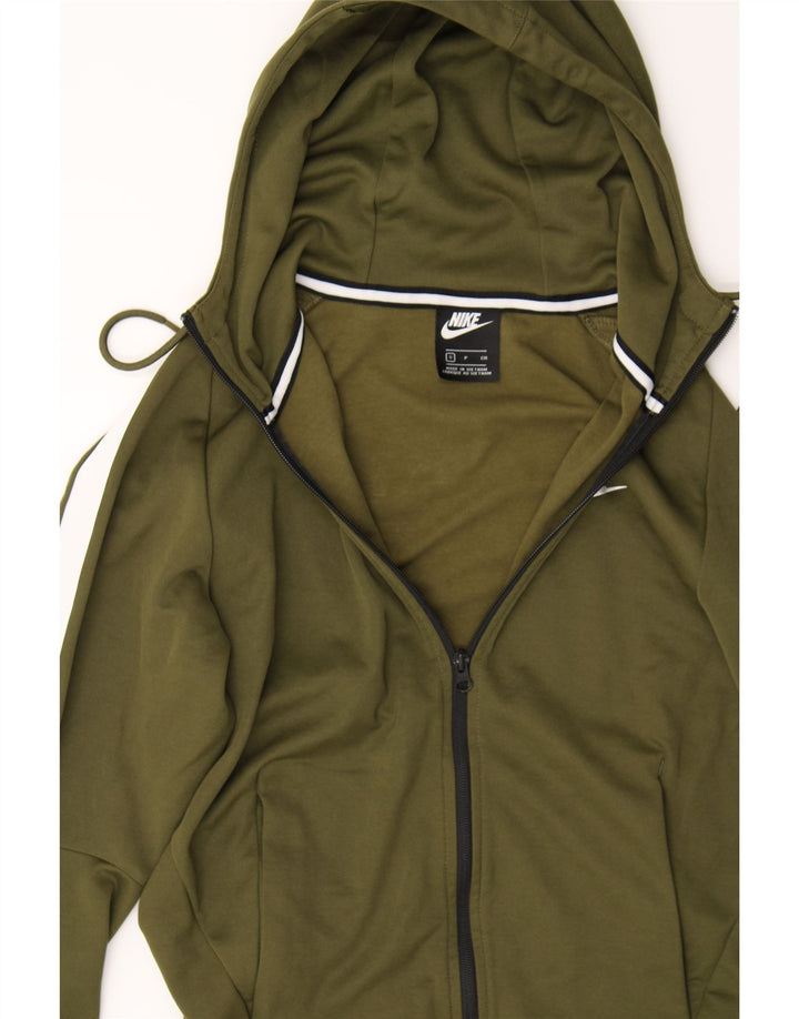 NIKE Mens Zip Hoodie Sweater Small Khaki Colourblock Cotton Vintage Nike and Second-Hand Nike from Messina Hembry 