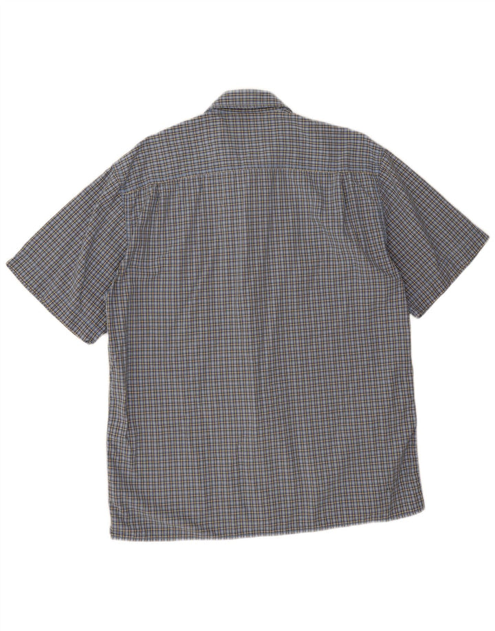 Wrangler Camisa masculina de manga curta grande algodão xadrez azul