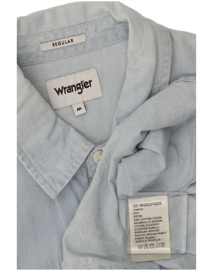 Camisa regular masculina Wrangler algodão azul médio