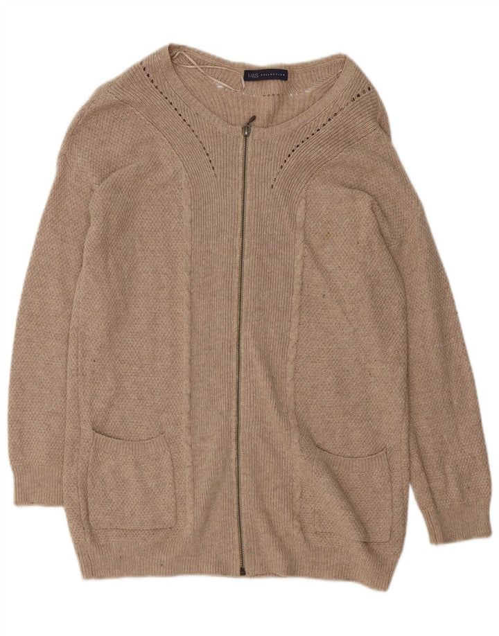 Suéter cardigã feminino oversized longline Marks & Spencer Reino Unido 8 pequeno bege