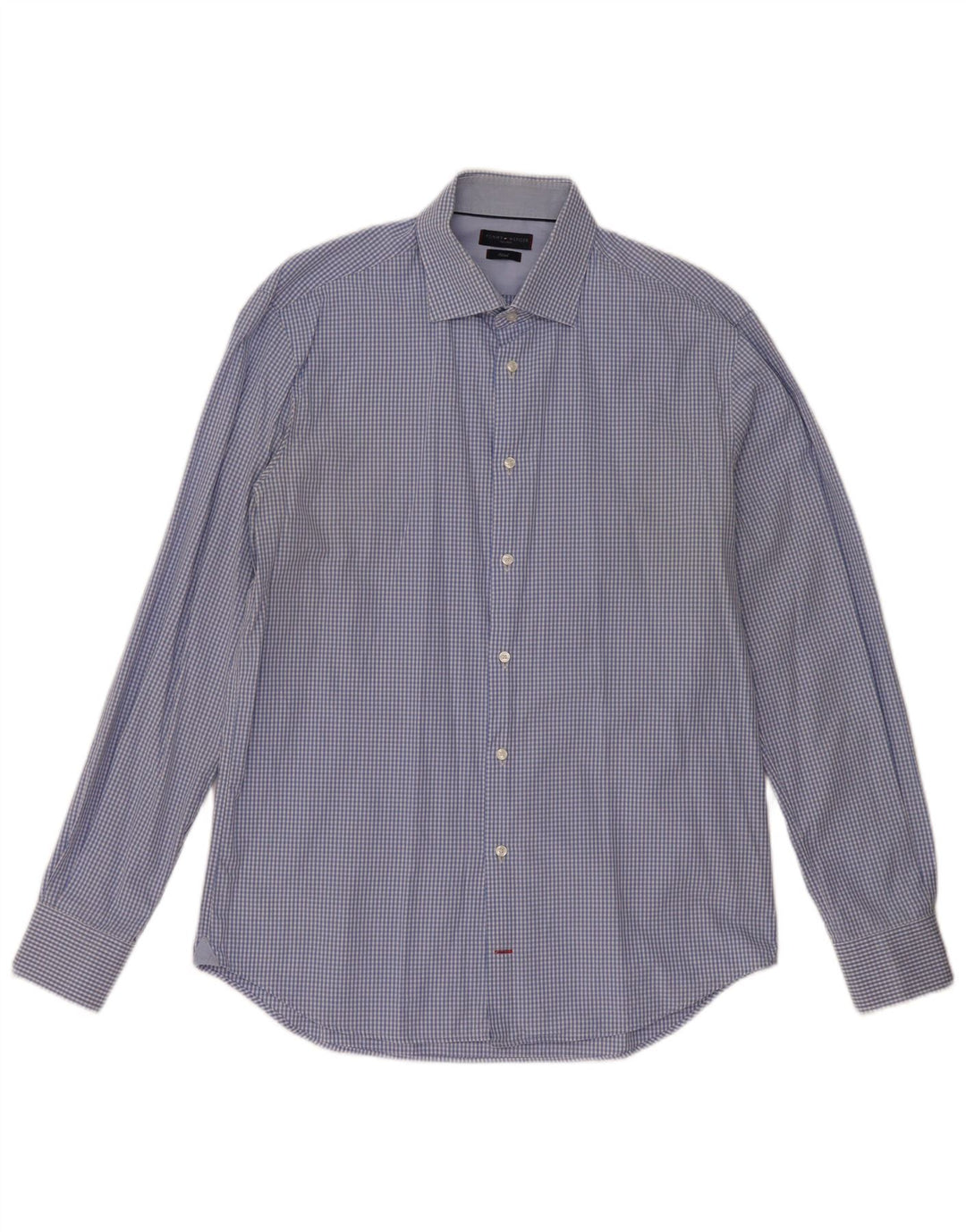 Camisa masculina Tommy Hilfiger sob medida ajustada tamanho 41 16 grande azul guingão