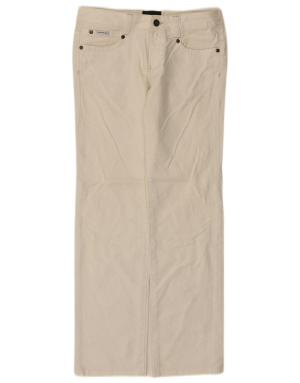 Calça feminina reta casual Calvin Klein W27 L29 algodão branco