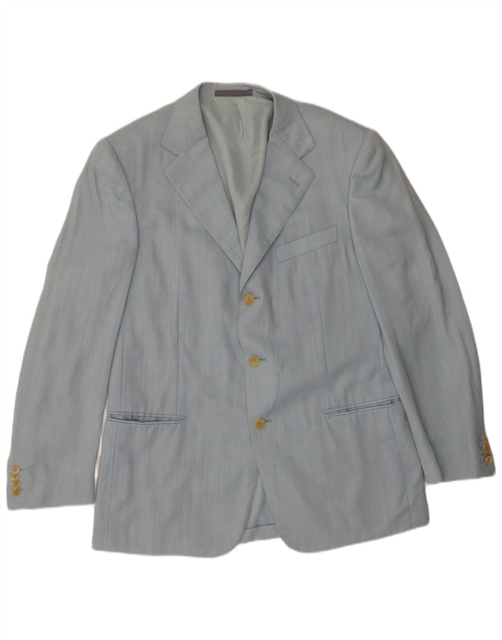 Jaqueta blazer masculina Ermenegildo Zegna com 3 botões IT 50 grande lã azul