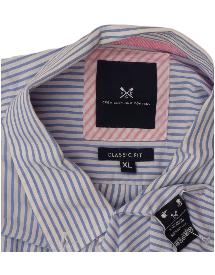 Crew Clothing Camisa masculina clássica de ajuste XL algodão listrado azul