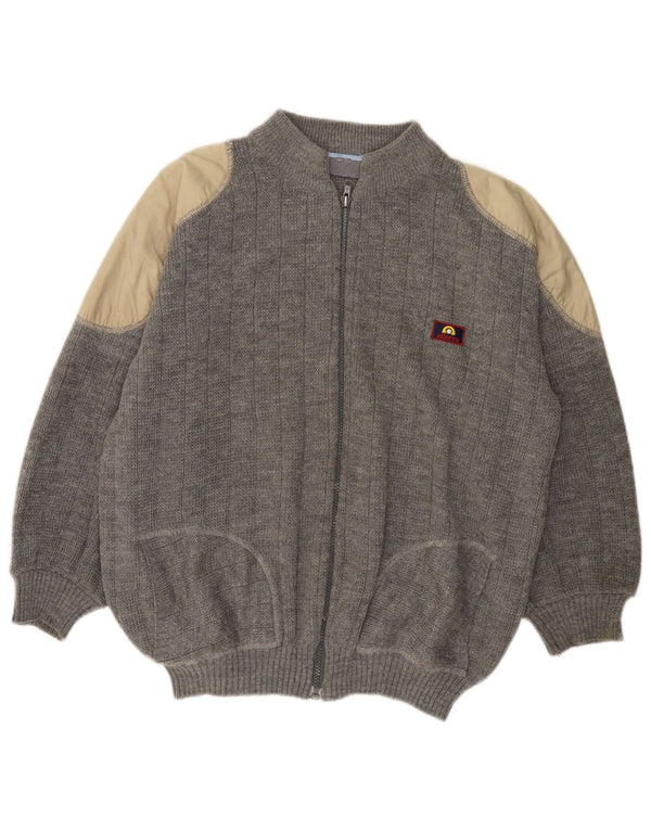 Suéter cardigã feminino VINTAGE UK 18 XL cinza colorblock