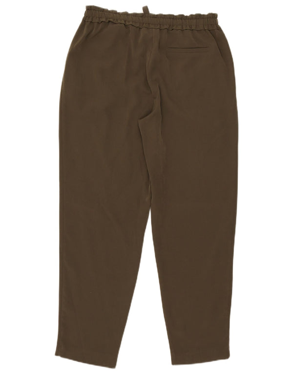 Zara Calça feminina casual cônica média W28 L27 poliéster cáqui