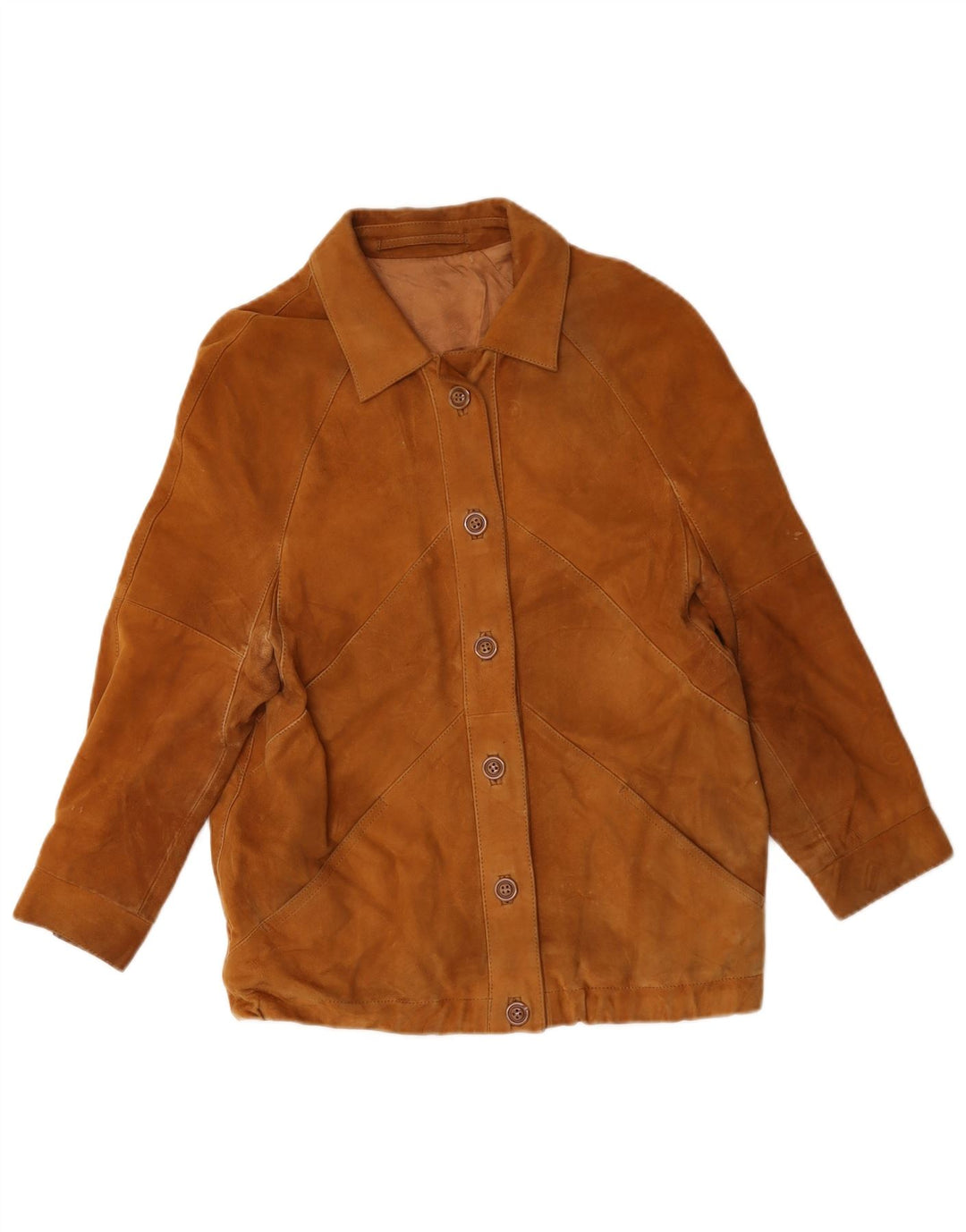 Jaqueta de camurça feminina vintage UK 12 bege médio