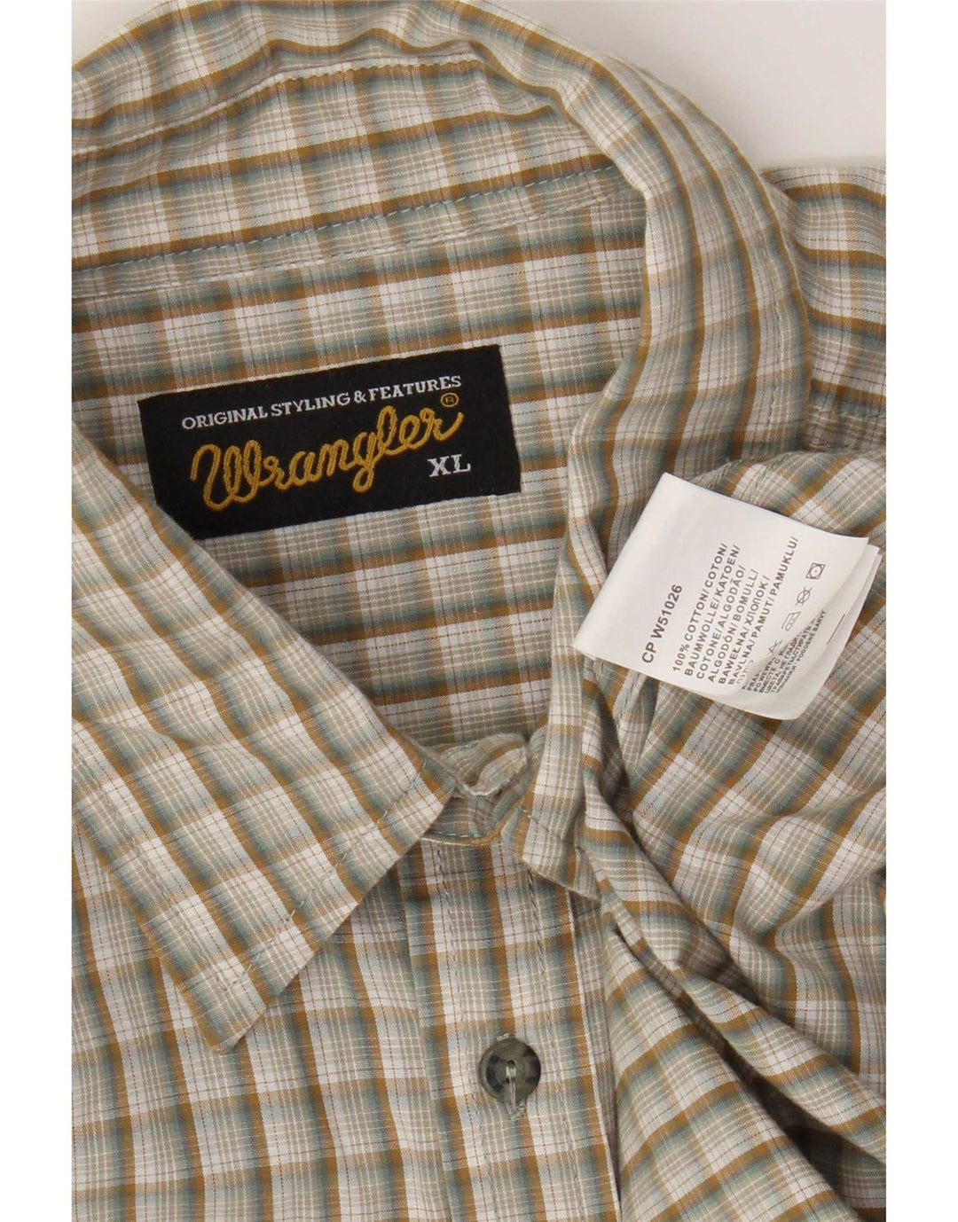 Camisa masculina Wrangler XL bege xadrez algodão