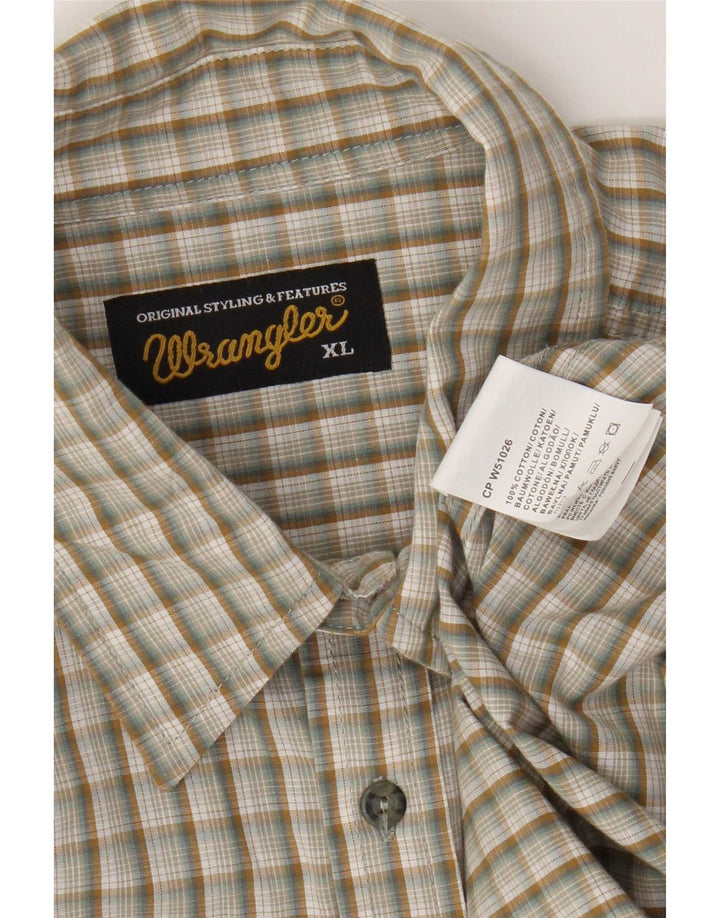Camisa masculina Wrangler XL bege xadrez algodão