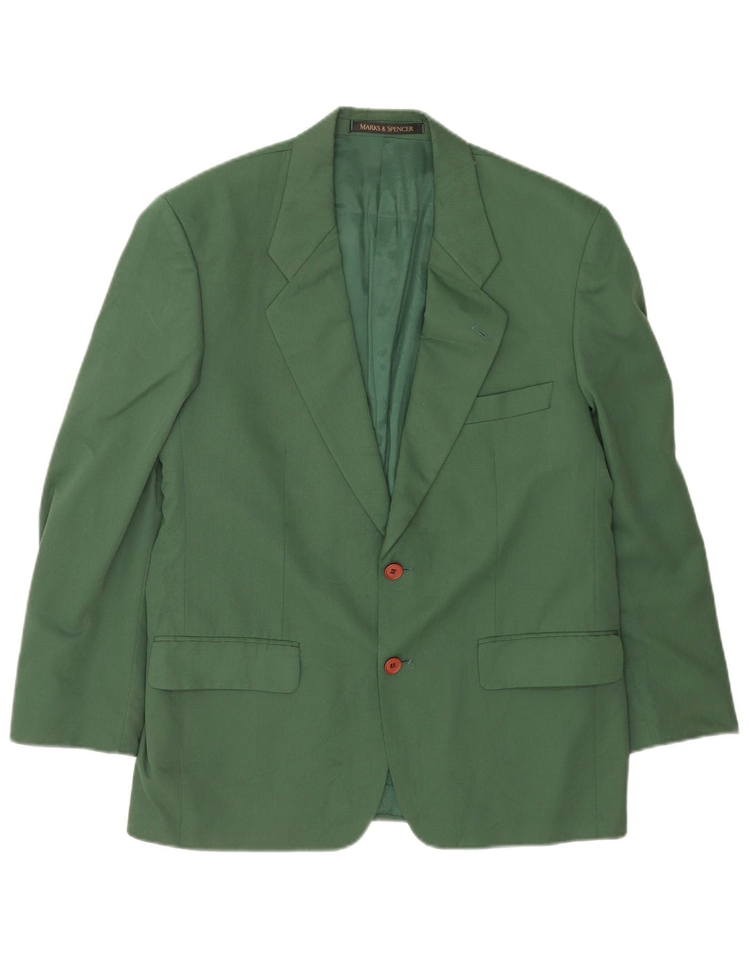 Jaqueta blazer masculina de 2 botões Marks & Spencer Reino Unido 40 poliéster verde médio