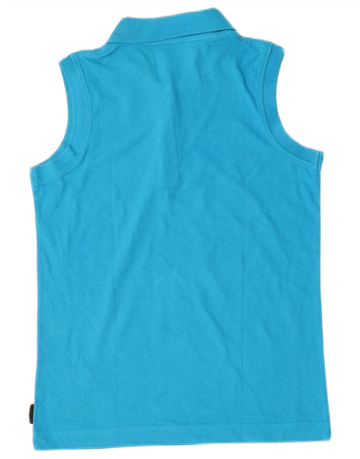 Camisa polo feminina sem mangas Kappa UK 12 algodão azul médio