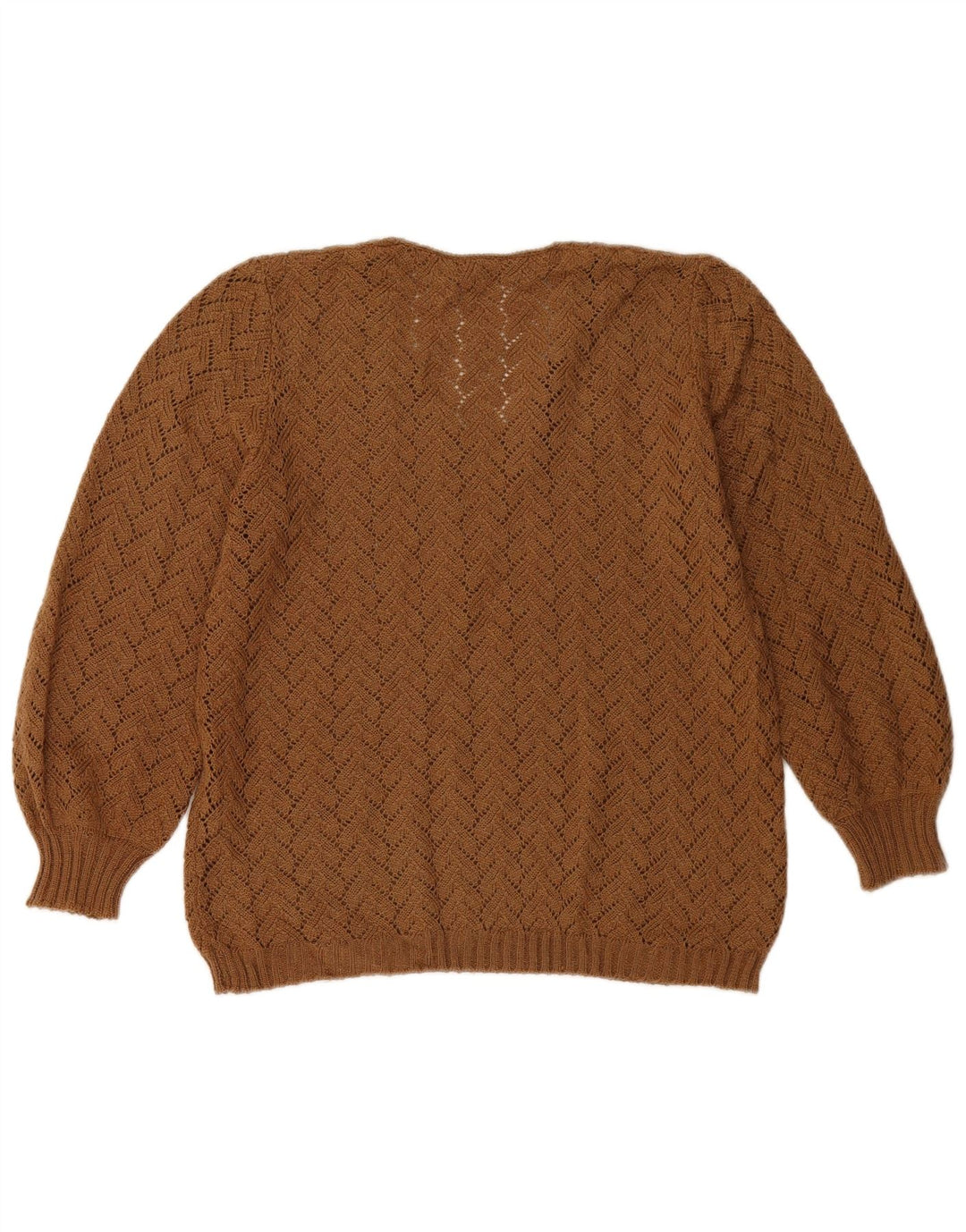 Suéter feminino vintage com decote em V Reino Unido 14 marrom médio