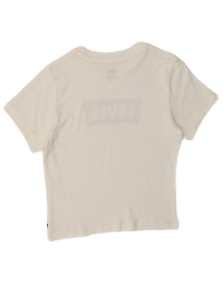 Camiseta feminina Levi's Crop Graphic UK 8 pequena branca
