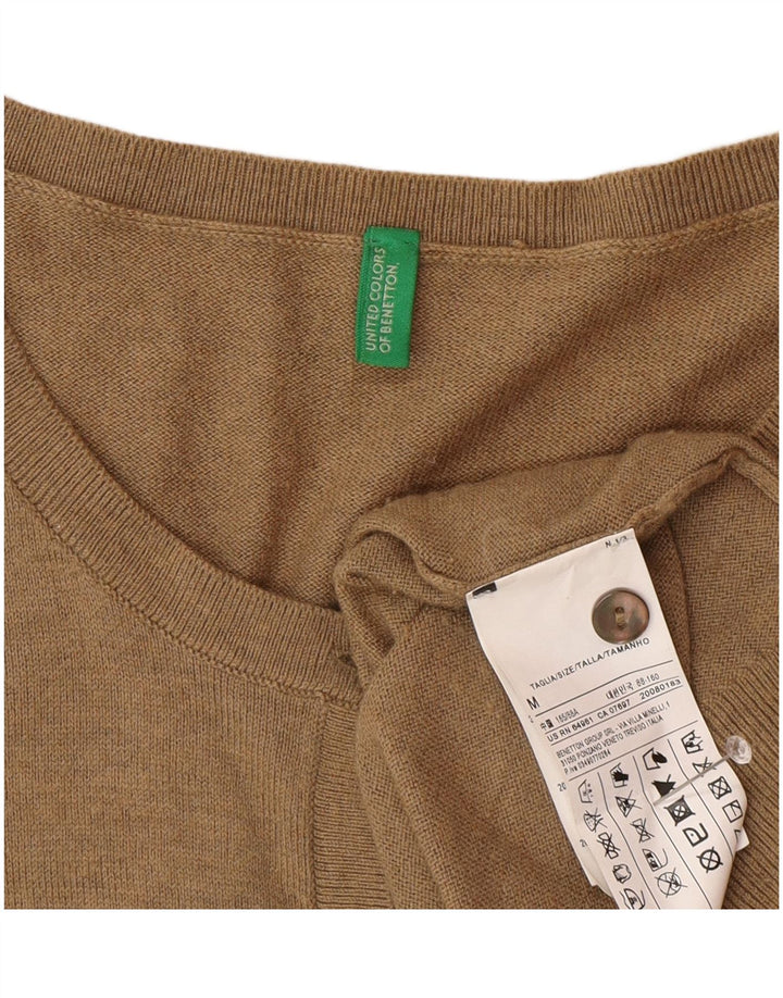 Suéter cardigã feminino Benetton UK 12 poliamida marrom médio