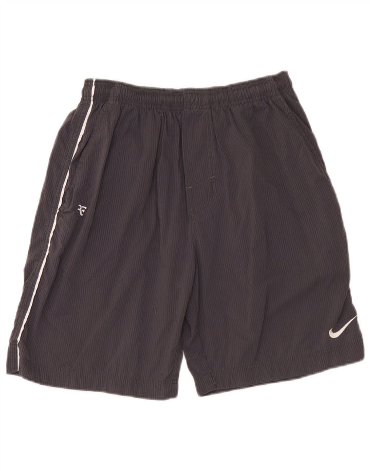 Shorts esportivos masculinos Nike pequenos listrados cinza