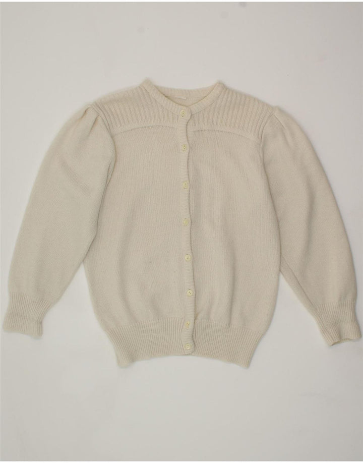 VINTAGE Womens Cardigan Sweater UK 16 Large White Vintage Vintage and Second-Hand Vintage from Messina Hembry 