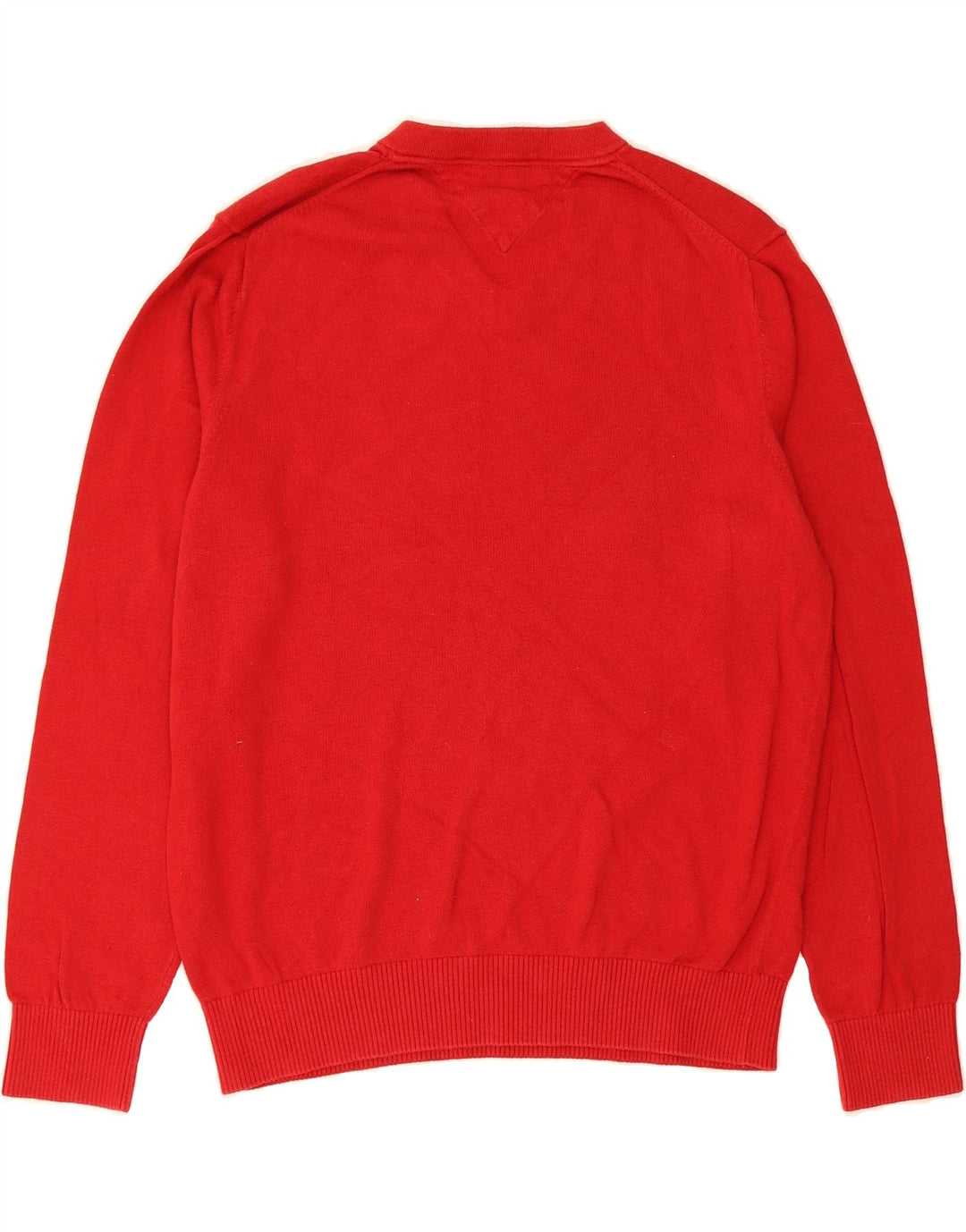 TOMMY HILFIGER Mens V-Neck Jumper Sweater Large Red Cotton Vintage Tommy Hilfiger and Second-Hand Tommy Hilfiger from Messina Hembry 