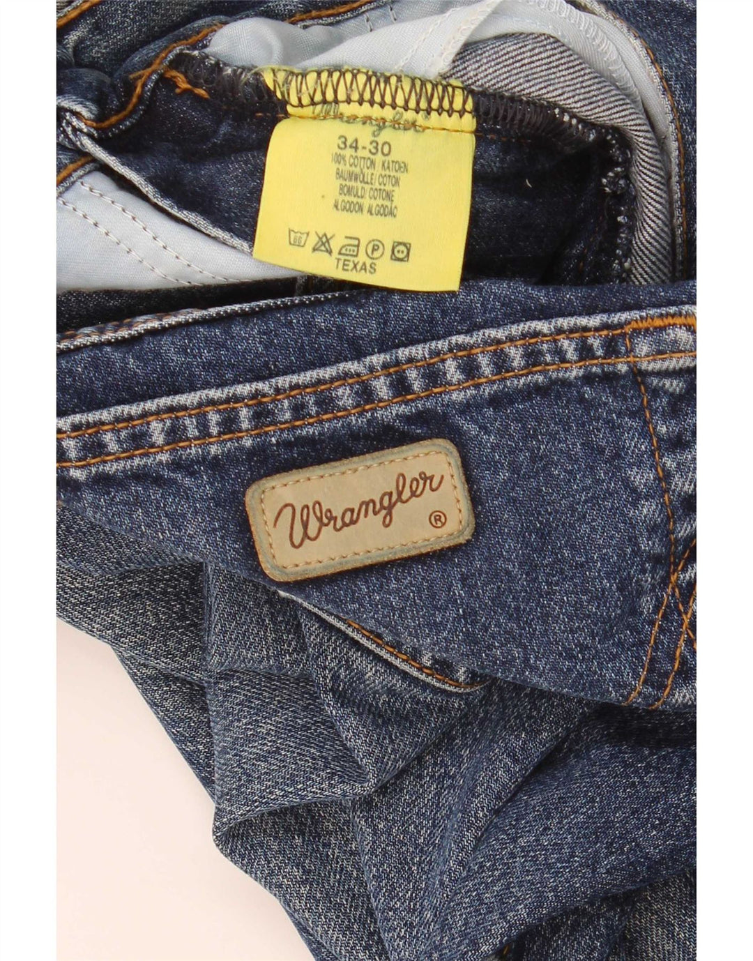 Wrangler Mens Straight Jeans W34 L30 Azul Algodão
