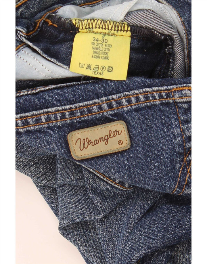 Wrangler Mens Straight Jeans W34 L30 Azul Algodão