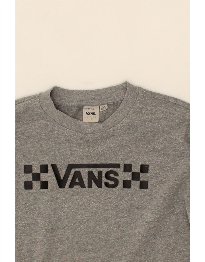 VANS Womens Graphic Oversized Sweatshirt Jumper UK 6 XS Grey Cotton Vintage Vans and Second-Hand Vans from Messina Hembry 