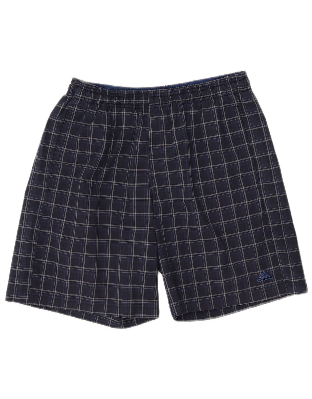 Shorts de natação masculinos Adidas grande poliéster xadrez azul