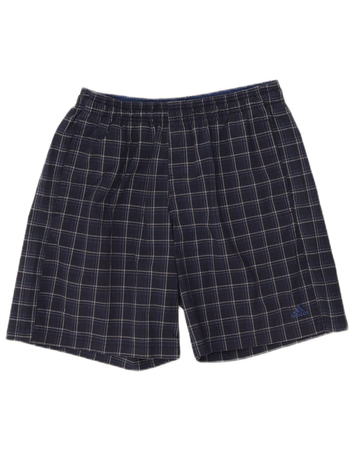Shorts de natação masculinos Adidas grande poliéster xadrez azul