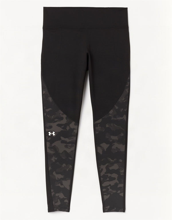 Under Armour Womens Cold Gear Leggings UK 14 Médio Preto Camuflagem