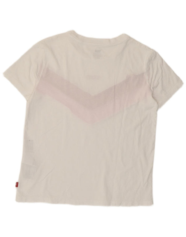 Camiseta feminina Levi's Crop Loose Fit gráfica UK 6 XS branco colorblock
