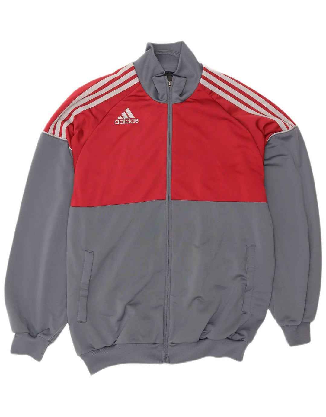 Adidas Mens Tracksuit Top Jacket UK 38/40 Cinza Médio Colourblock Poliéster